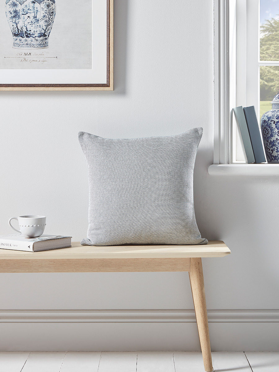 Product photograph of Blue And White Dash Cushion Cover from Cox and Cox