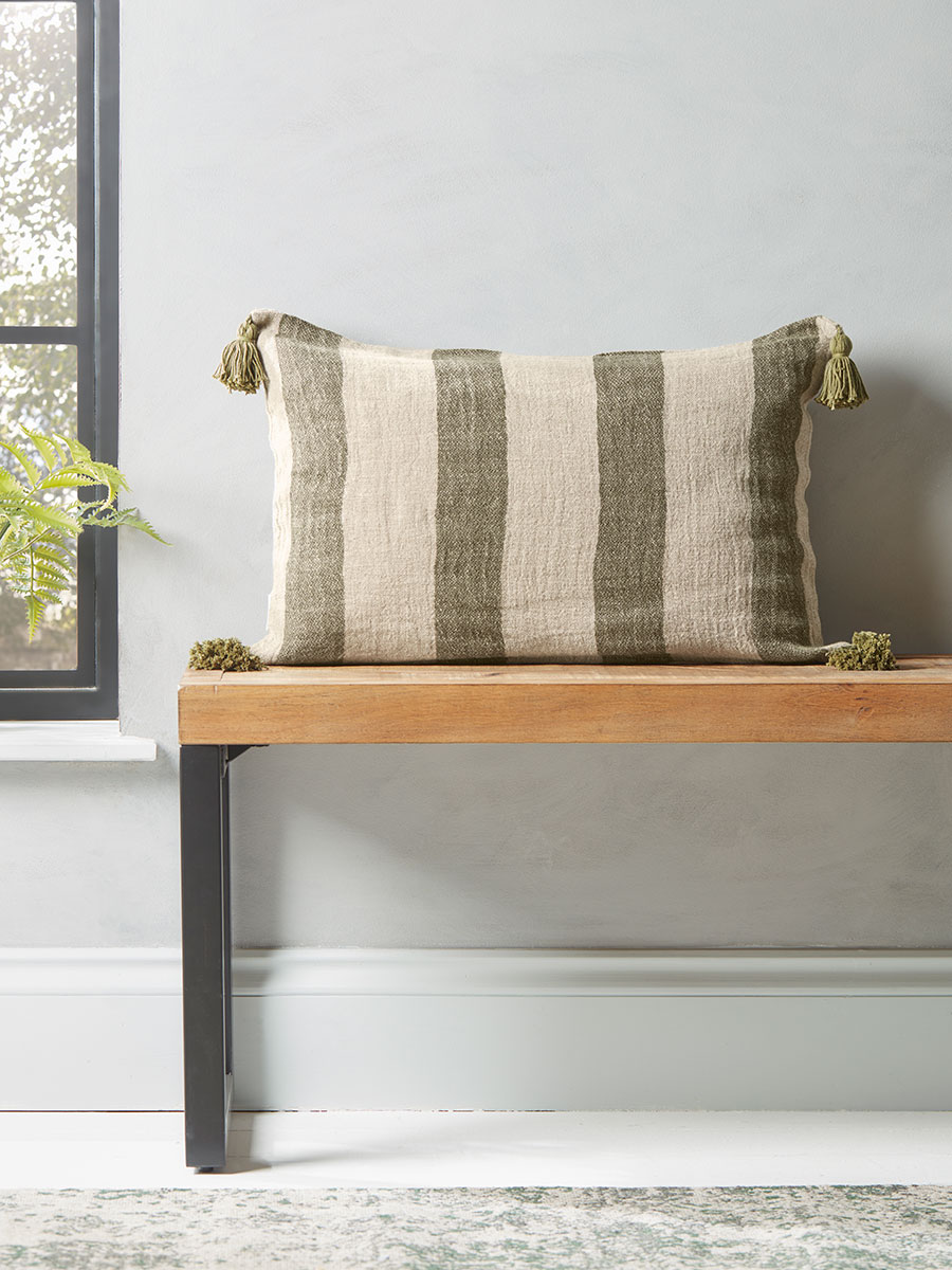 Striped Khaki Cushion Cover