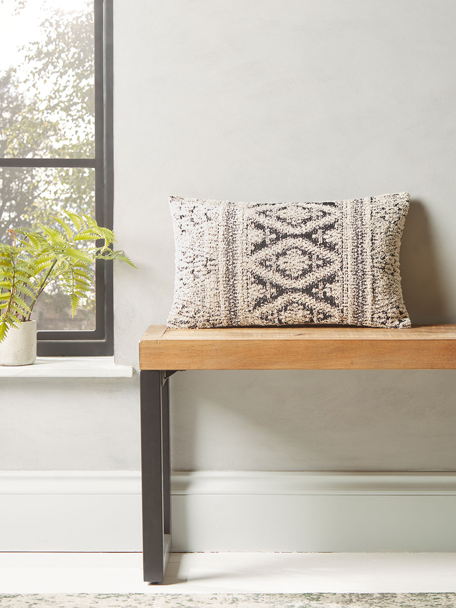 Product photograph of Monochrome Tufted Diamond Cushion from Cox and Cox