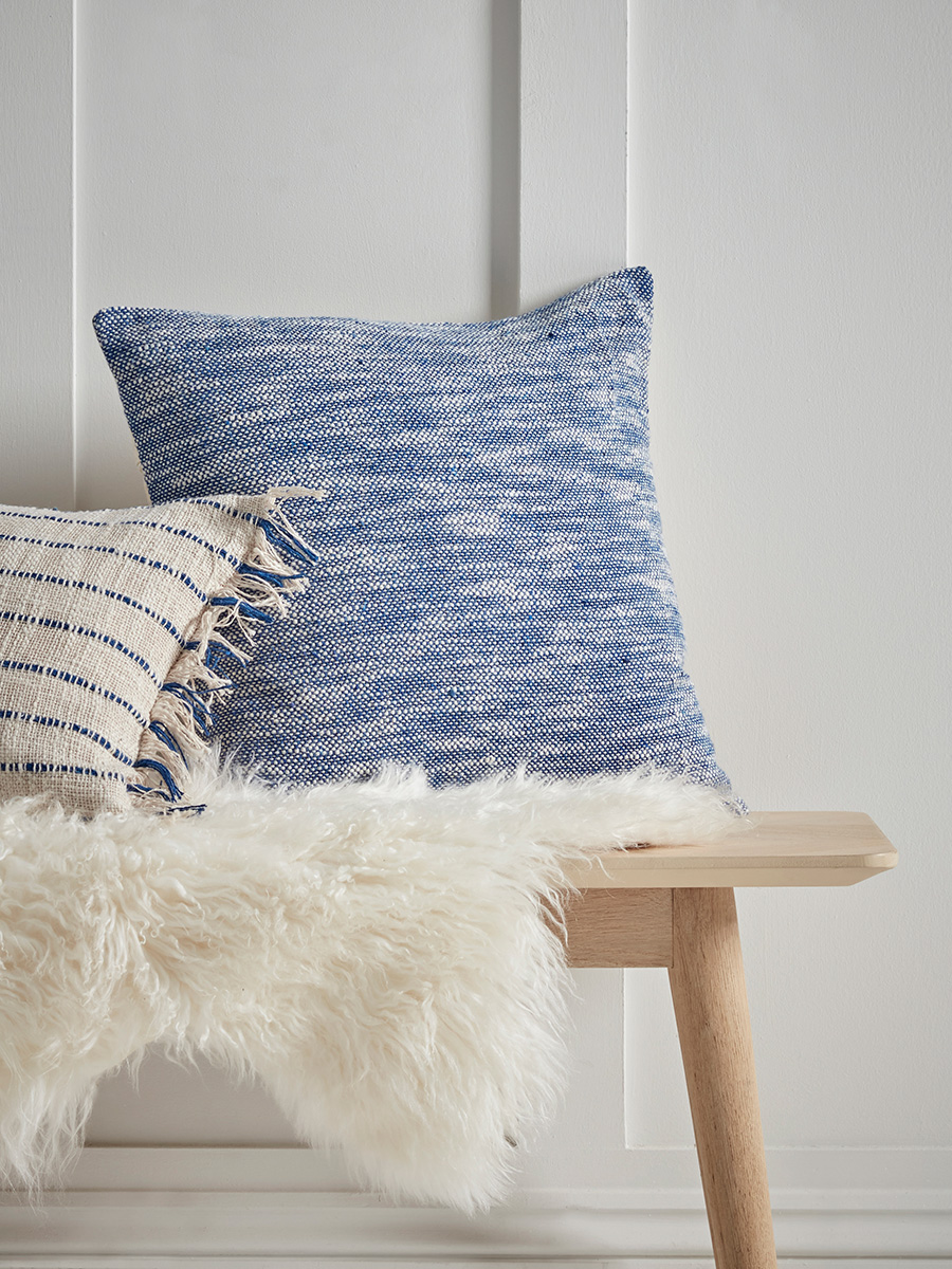 Photo of Blue woven cotton cushion