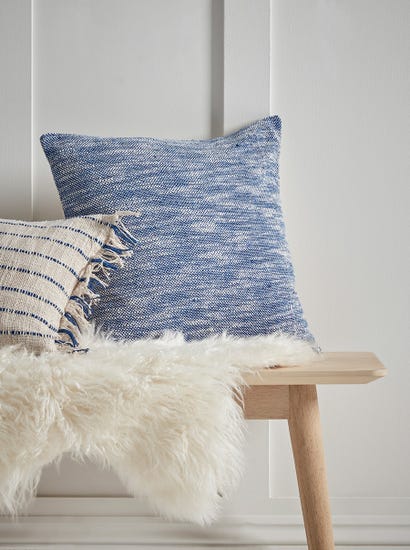 Blue Woven Cotton Cushion