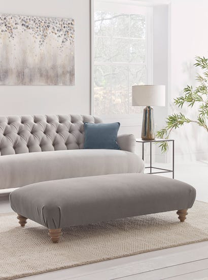 Cosy Ottoman - Soft Grey Velvet