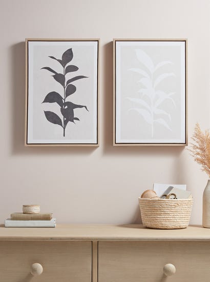 Two Monochrome Leaf Canvases