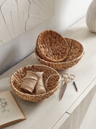 Three Round Seagrass Baskets