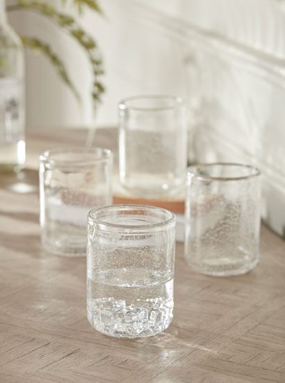 Four Dimpled Glass Tumblers