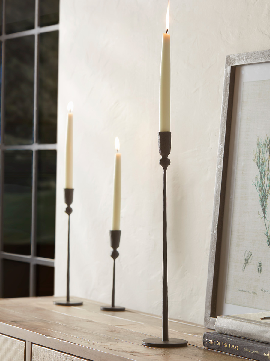 Matte Black Dinner Candle Holder Large