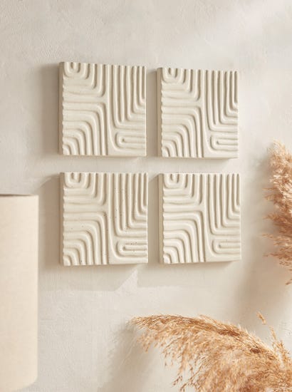 Four Textured Wall Art Tiles