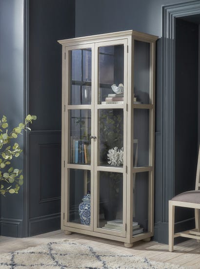 Distressed Birch Display Cabinet
