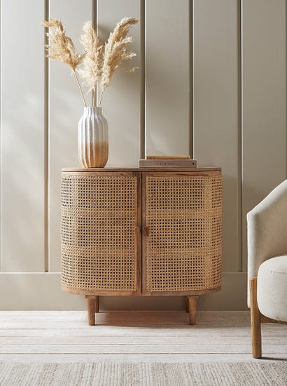Wicker Curved Storage Cabinet
