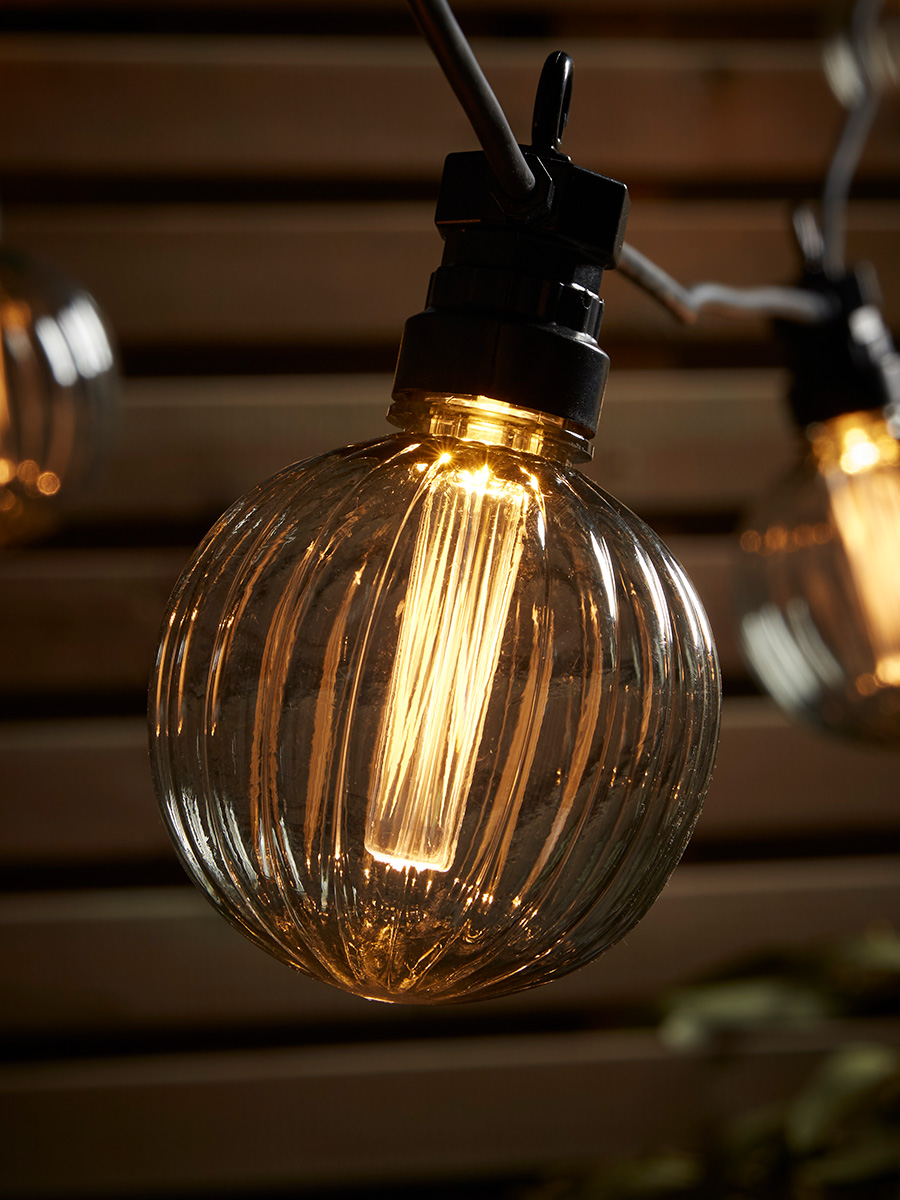 Product photograph of Fluted Globe Festoon Lights - Clear from Cox and Cox.