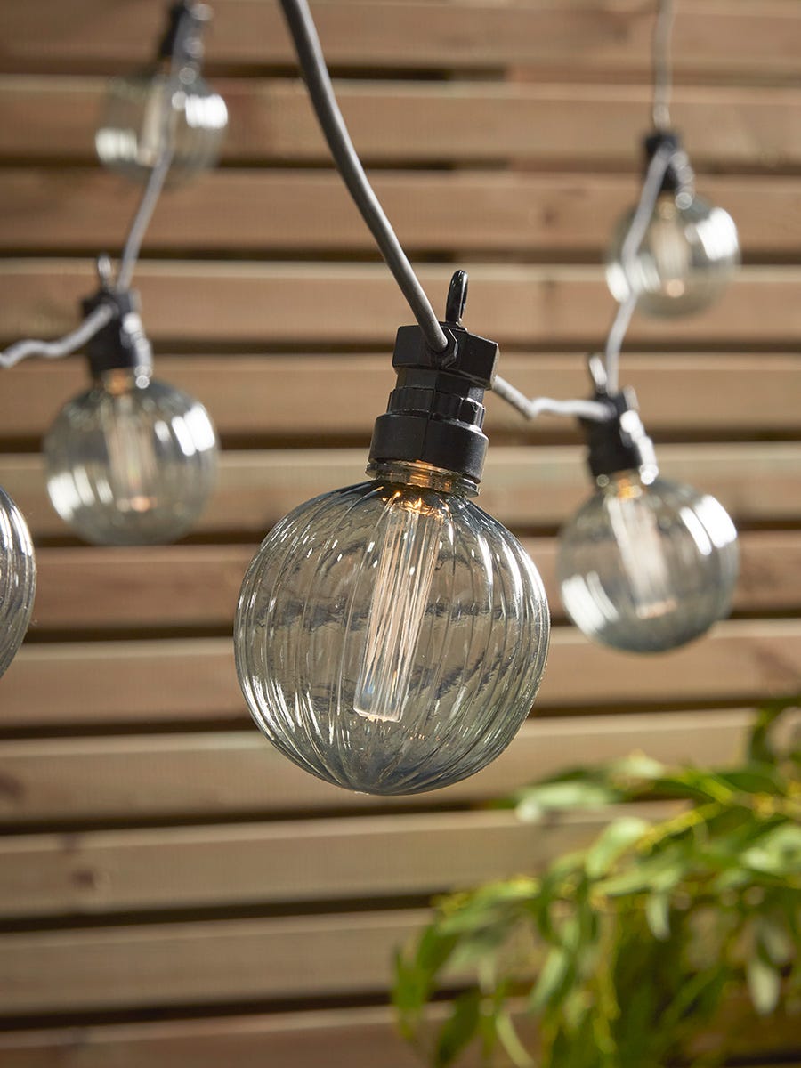 Fluted Globe Festoon Lights Clear