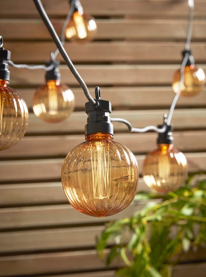 Fluted Globe Festoon Lights - Amber