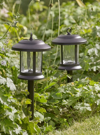 Two Textured Glass Stake Lights