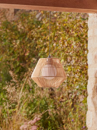 Outdoor LED Tapered Rattan Pendant