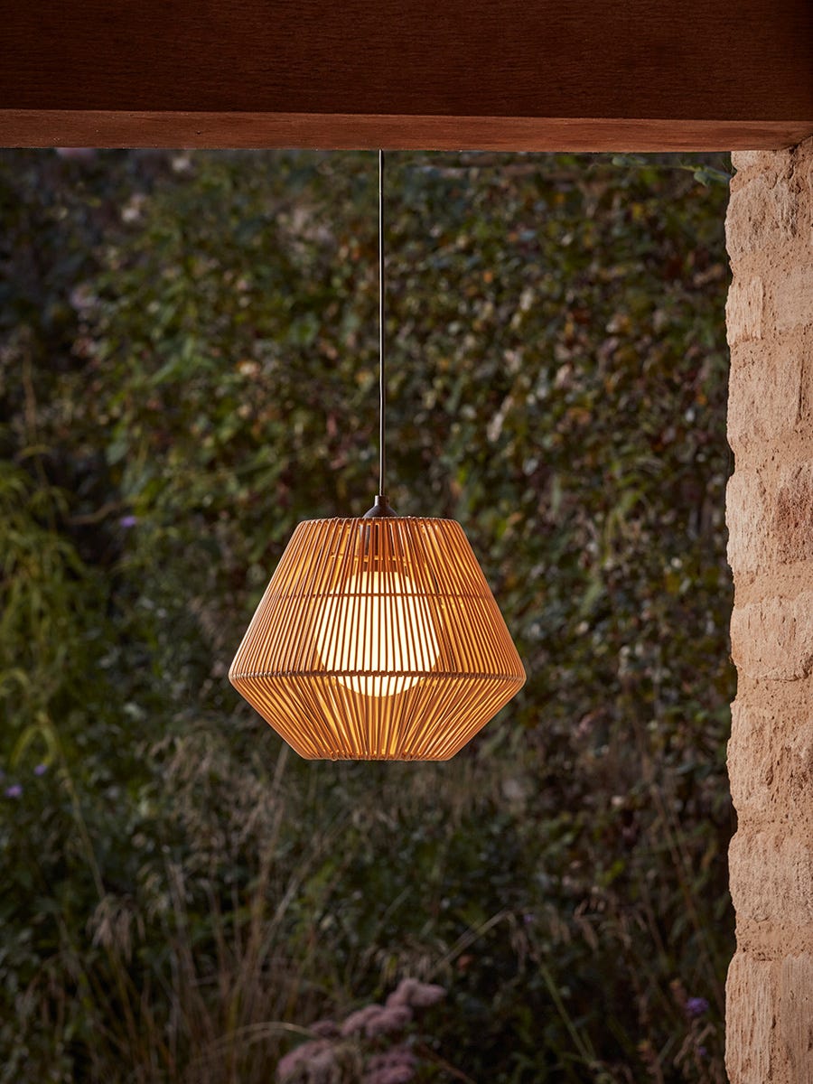 Product photograph of Outdoor Led Tapered Rattan Pendant from Cox and Cox.