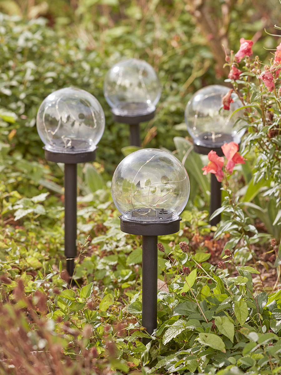 Product photograph of Four Globe Stake Lights from Cox and Cox