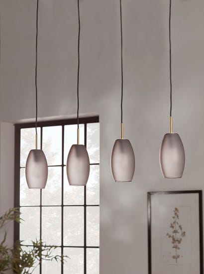 Four Grey Ombre Frosted Glass Pendant