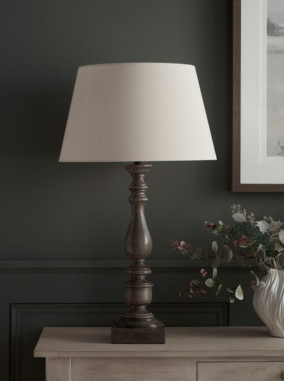 Greywash Turned Table Lamp