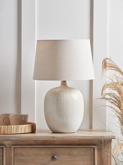 Round Ribbed Table lamp - Neutral