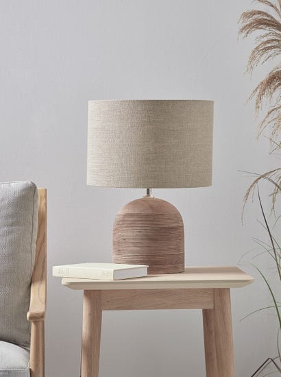Ribbed Mango Wood Table Lamp - Natural