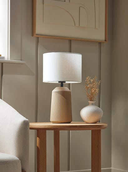 Ribbed Table Lamp - Taupe