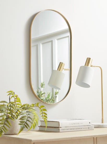 Lozenge Shaped Wall Mirror - Brass