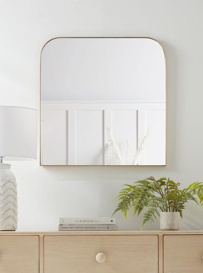 Curved Topped Wall Mirror - Brass