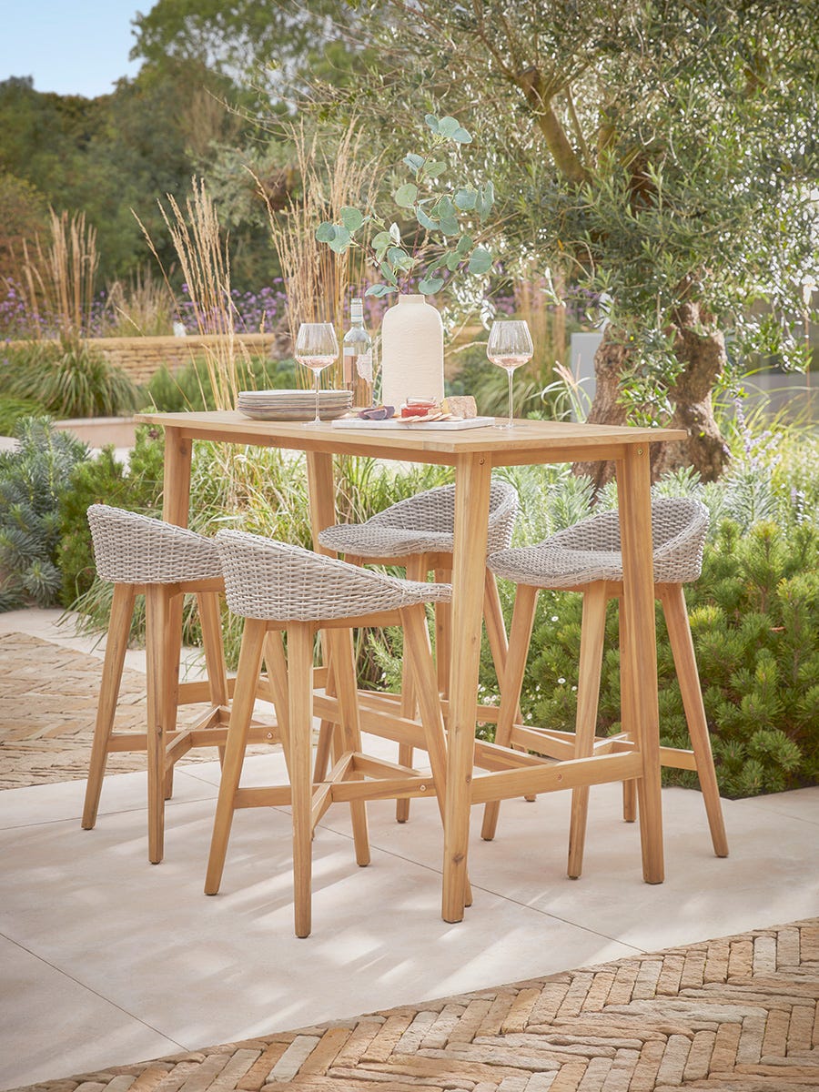 Product photograph of Faux Rattan Bar Dining Set from Cox and Cox