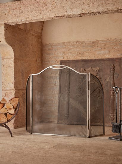 Curved Fire Screen - Burnished Silver