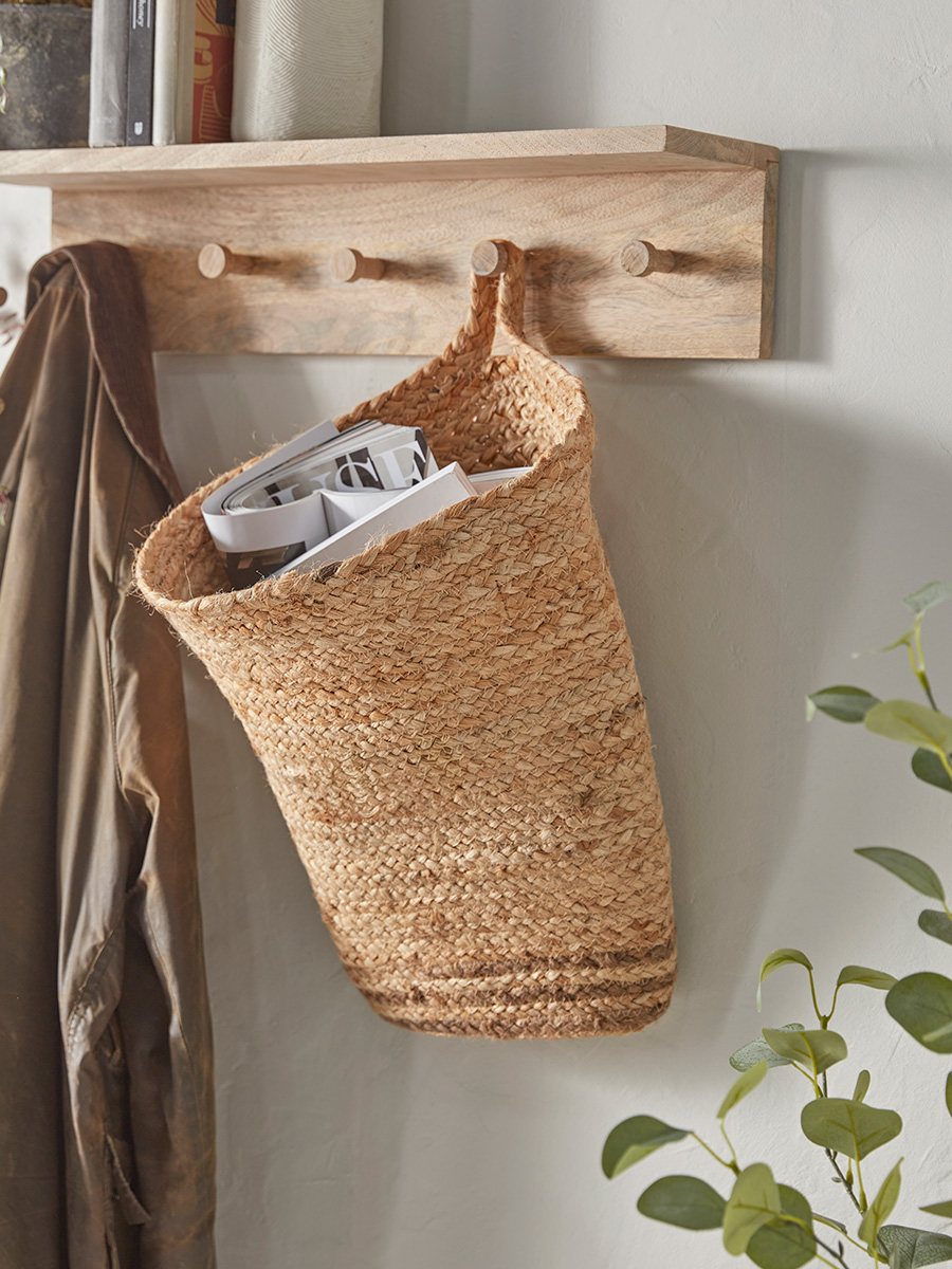 Product photograph of Woven Hanging Storage Basket - Small from Cox and Cox