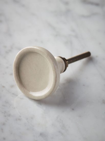 Ceramic Round Knob - White