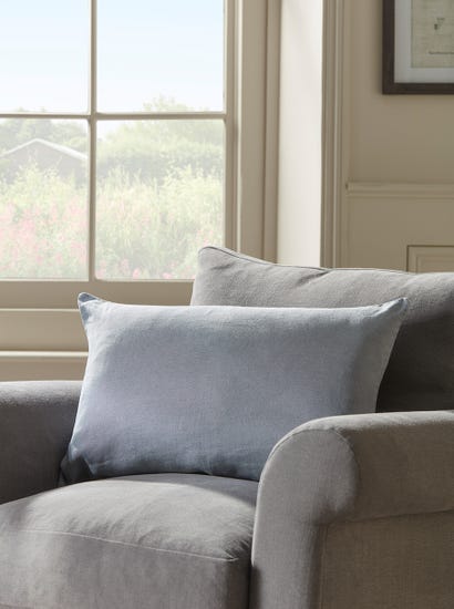 Linen Rectangle  Cushion Cover - Dusky Blue