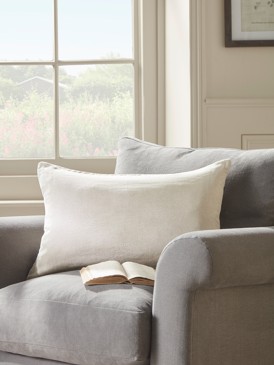 Product photograph of Linen Rectangle Cushion Cover - Taupe from Cox and Cox