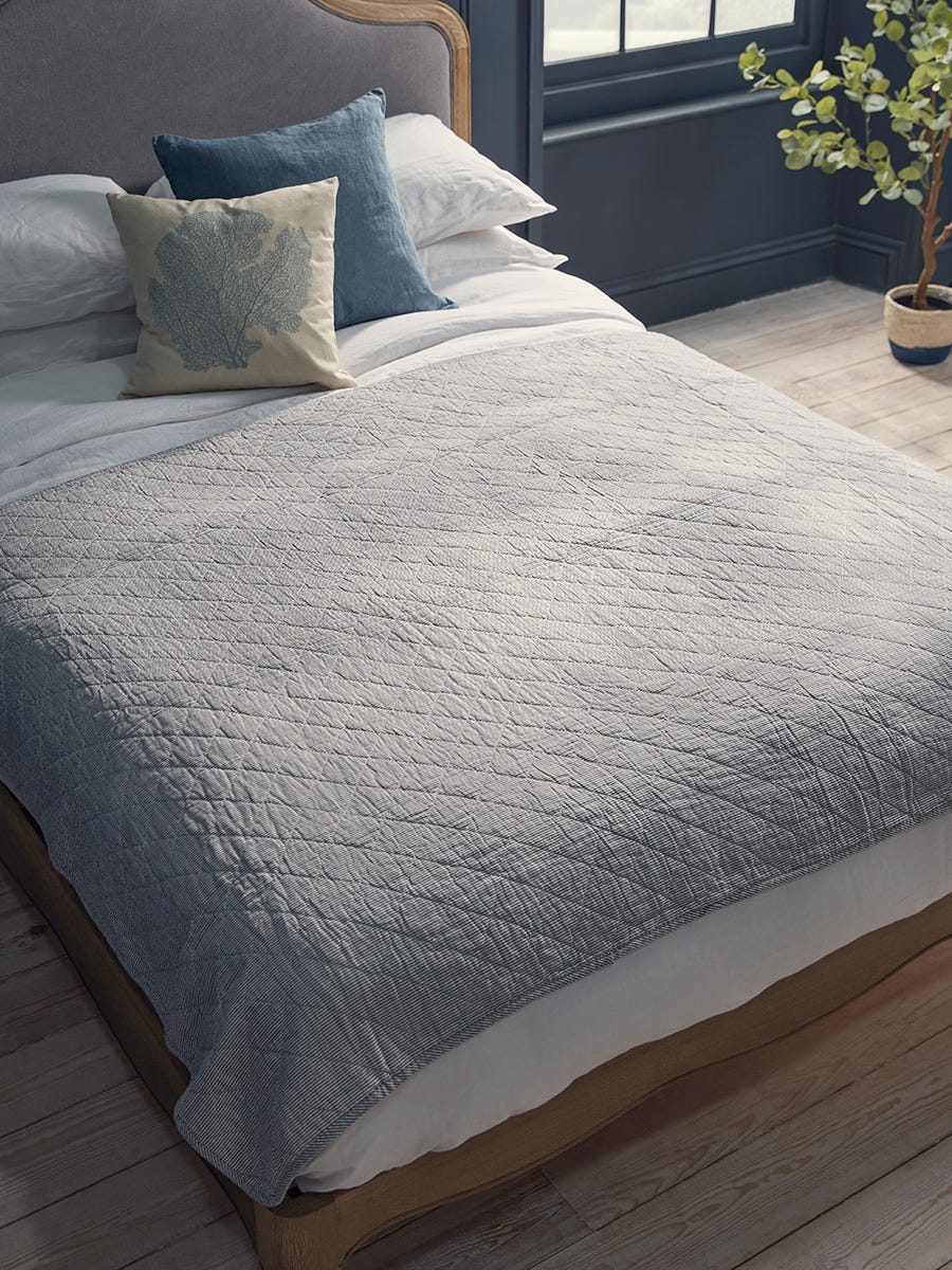 Product photograph of Cotton Black White Quilted Bedspread from Cox and Cox