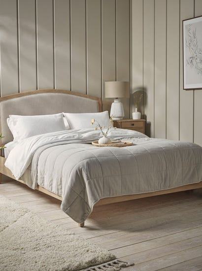 Cotton Quilted Bedspread - Grey