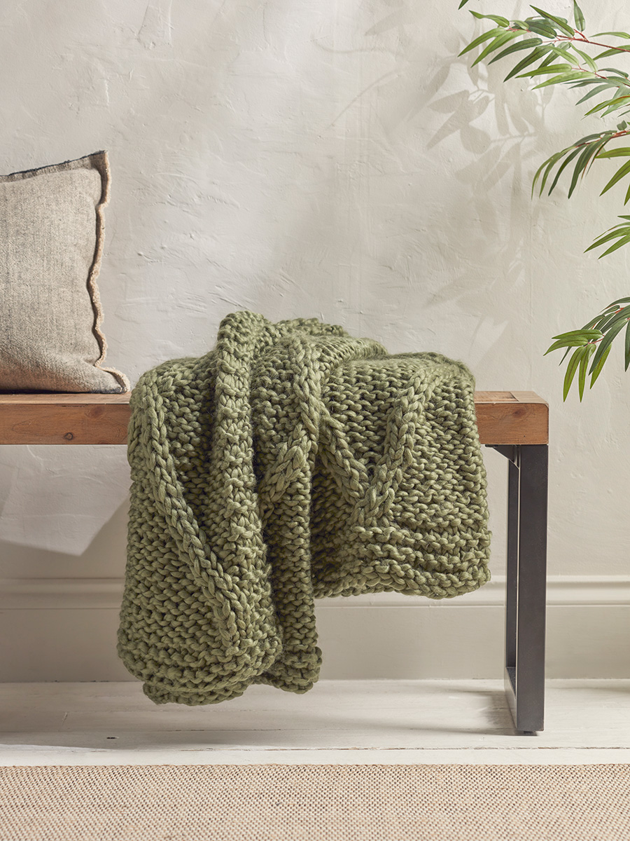 Product photograph of Cable Knit Diamond Throw from Cox and Cox