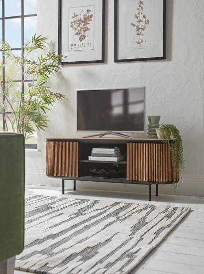 Slatted Wooden Media Unit