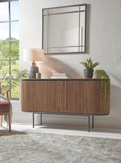 Slatted Wooden Sideboard