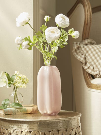 Three Faux Ranunculus Stems - White