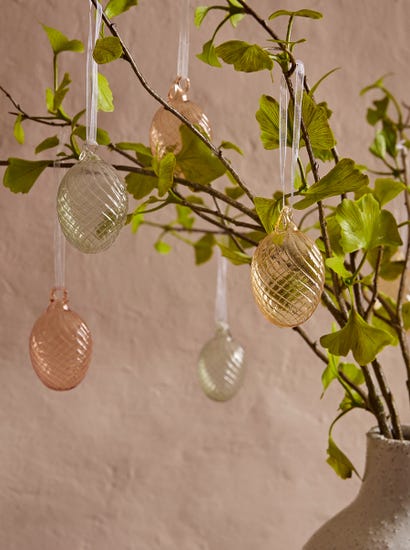 Six Swirled Glass Hanging Eggs
