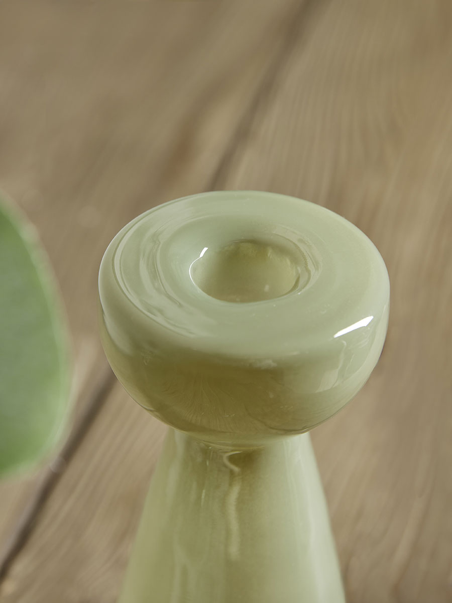 Product photograph of Sage Glass Candle Holder - Large from Cox and Cox.