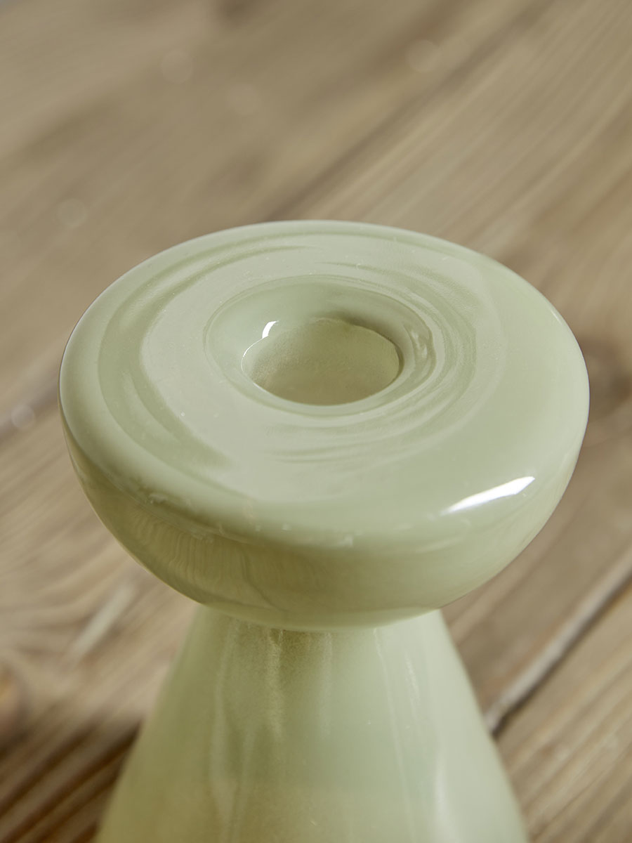 Product photograph of Sage Glass Candle Holder - Large from Cox and Cox.