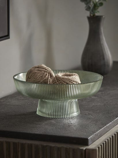 Fluted Glass Serving Bowl