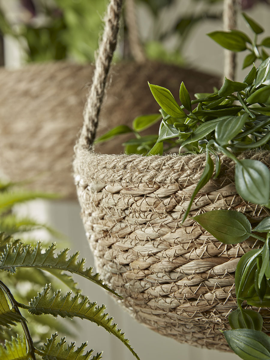 Product photograph of Three Seagrass Hanging Planters from Cox and Cox.