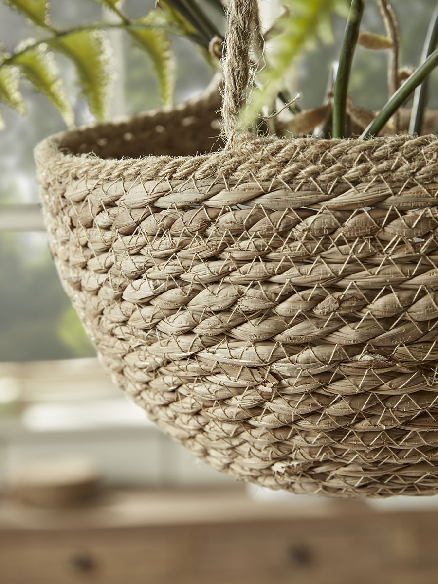 Product photograph of Three Seagrass Hanging Planters from Cox and Cox.