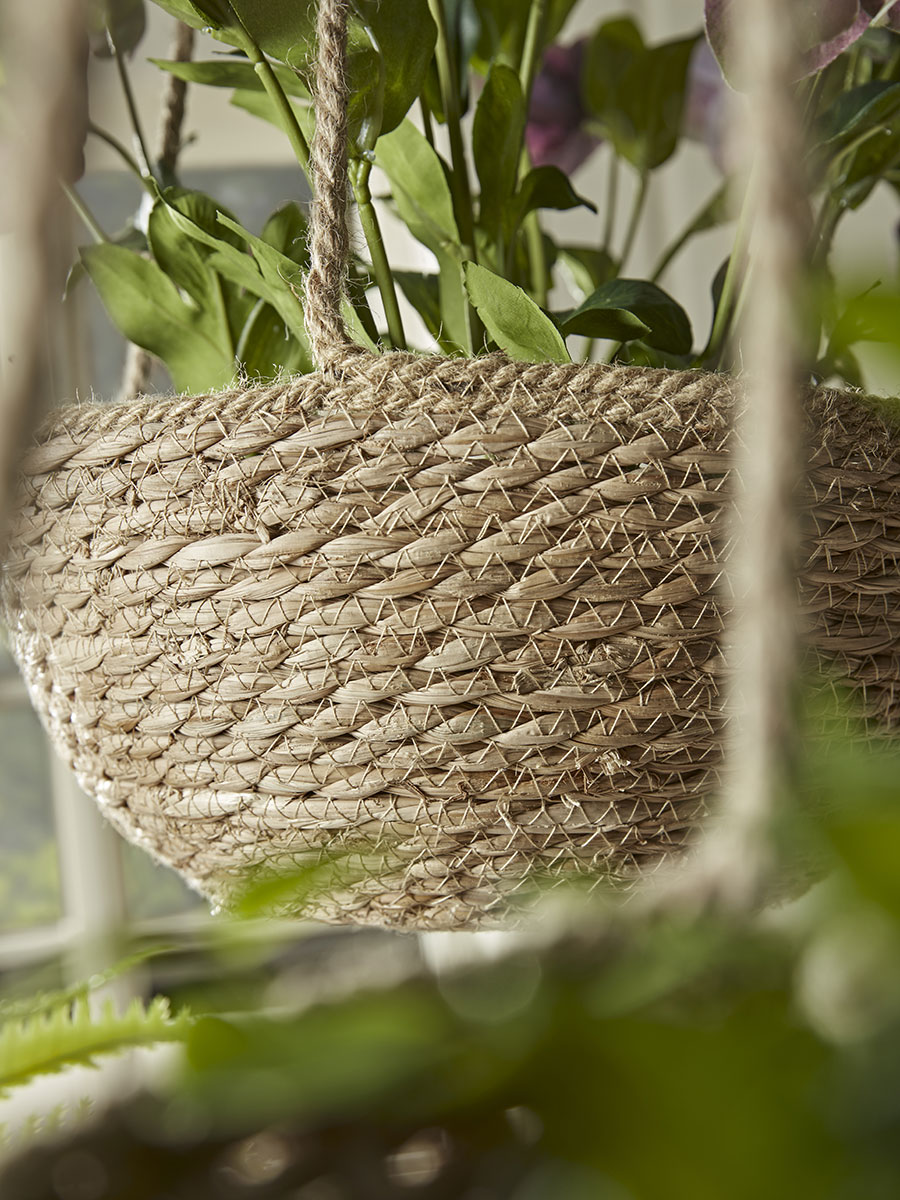 Product photograph of Three Seagrass Hanging Planters from Cox and Cox.