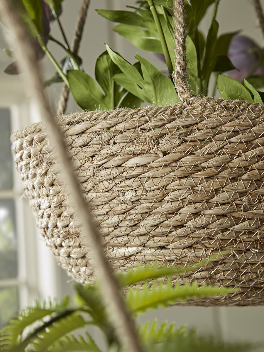 Product photograph of Three Seagrass Hanging Planters from Cox and Cox.