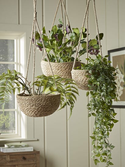 Three Seagrass Hanging Planters