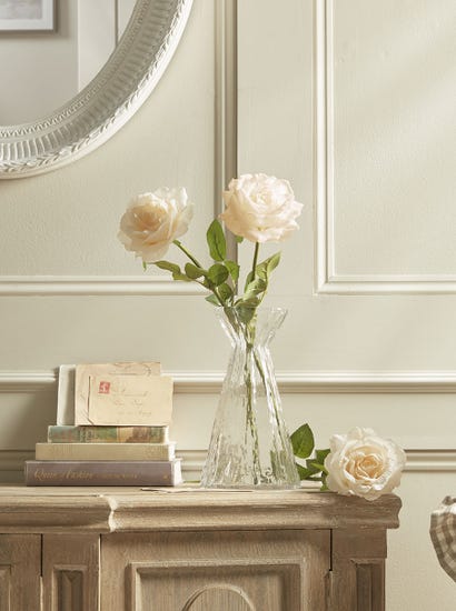 Three Faux Rose Stems - Soft Peach
