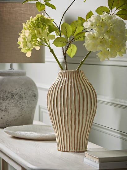 Glazed Ribbed Vase